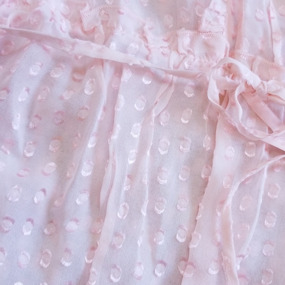 Forever21 Polka dot Baby Pink Silk Top - Picture 4 of 5